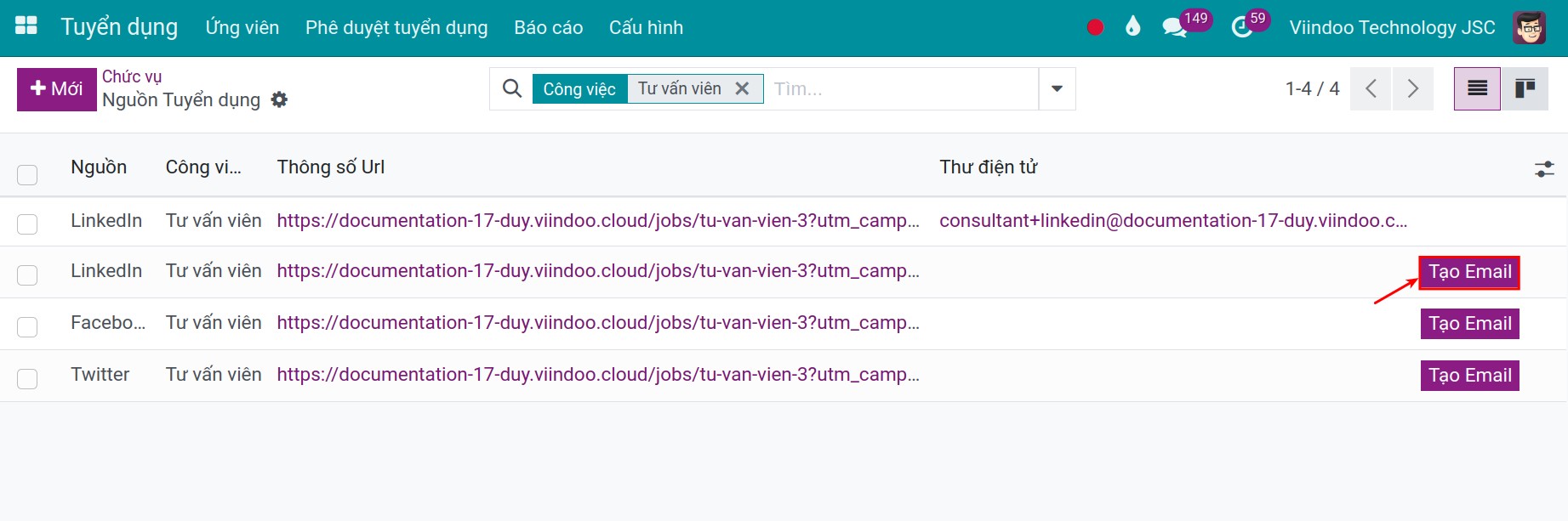 Tạo hồ sơ ứng viên có nguồn