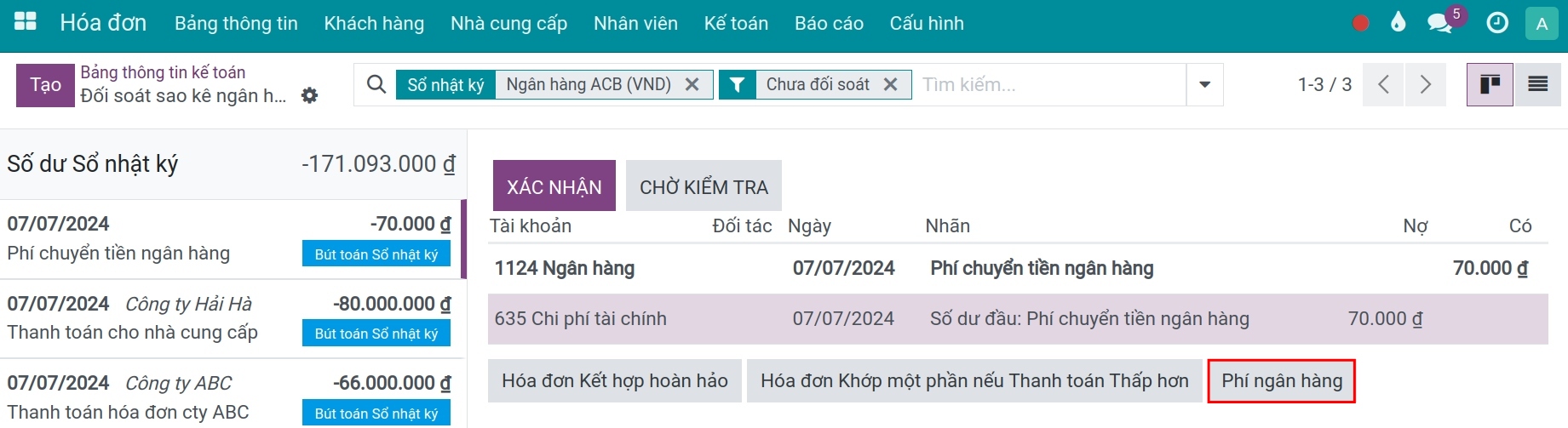 doi soat phi ngan hang