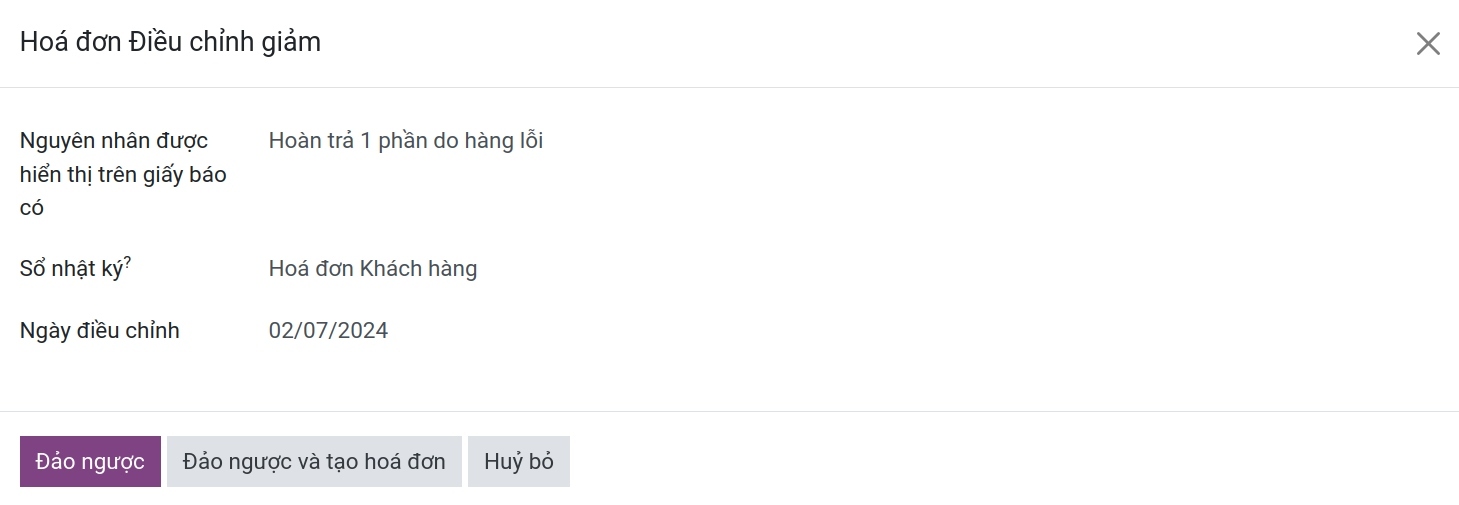 Tạo hóa đơn điều chỉnh giảm - kế toán Viindoo
