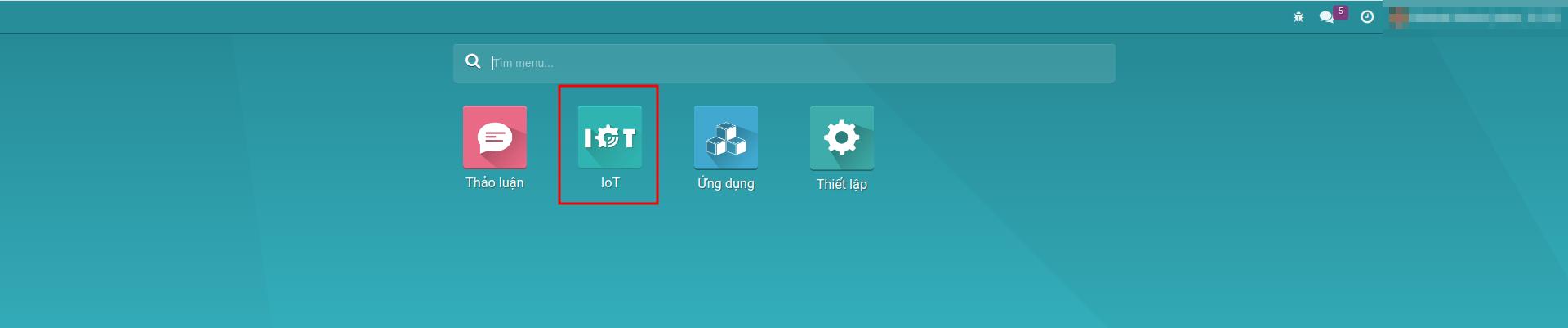 Mô-đun IoT trên giao diện chính