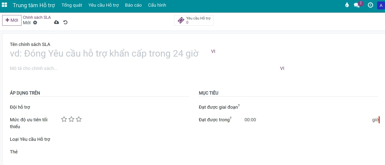 Chi tiết chính sách SLA tại ứng dụng Trung tâm Hỗ trợ Viindoo