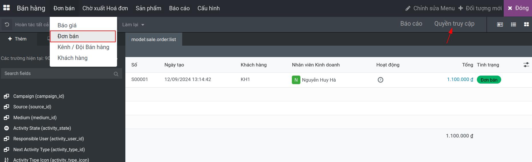 Truy cập một model trong trình tùy chỉnh Viindoo