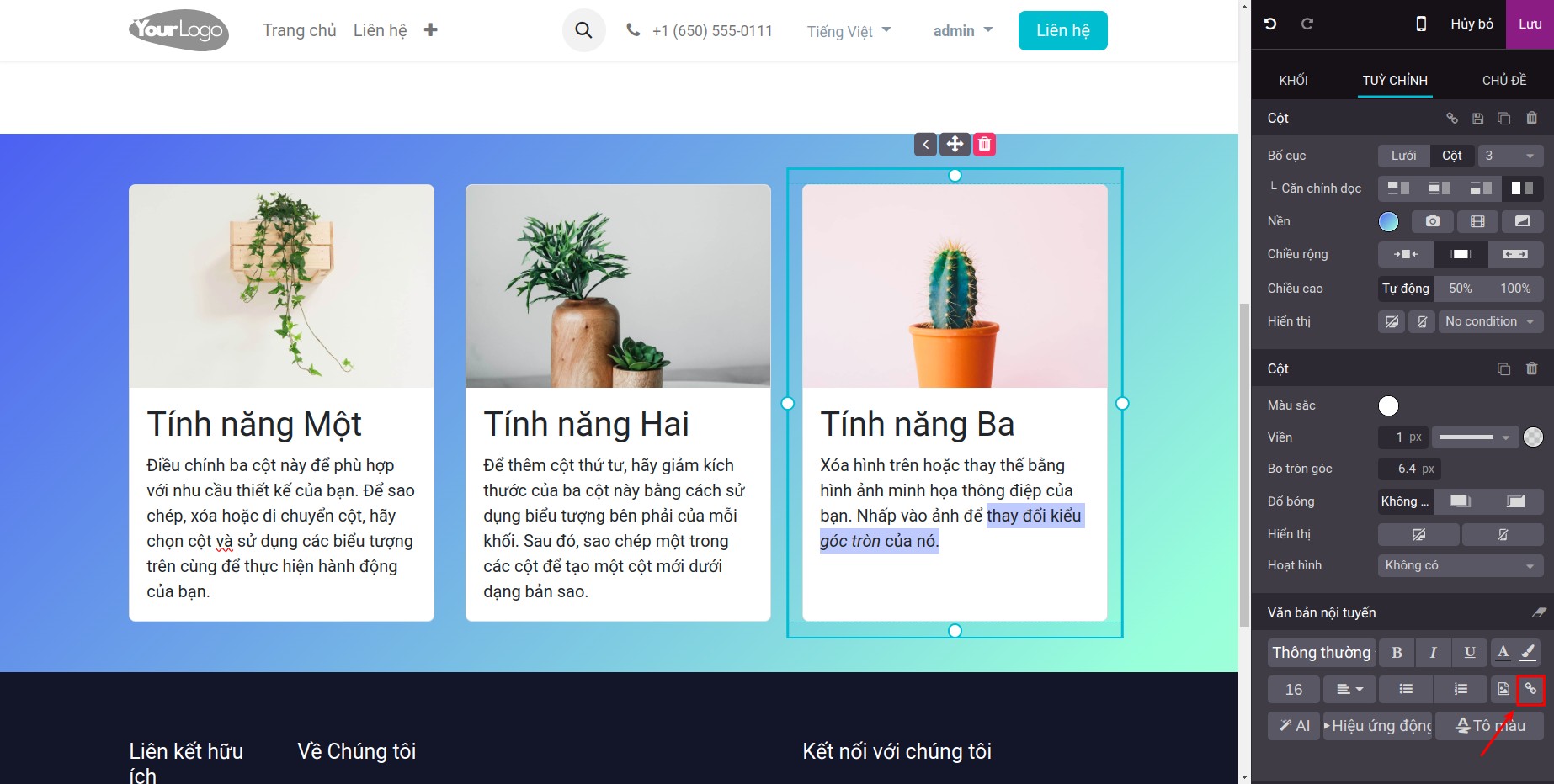 Gắn link trong trang web