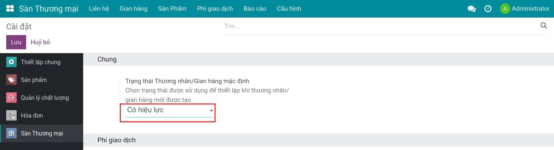 Thiết lập chung ứng dụng Viin Marketplace