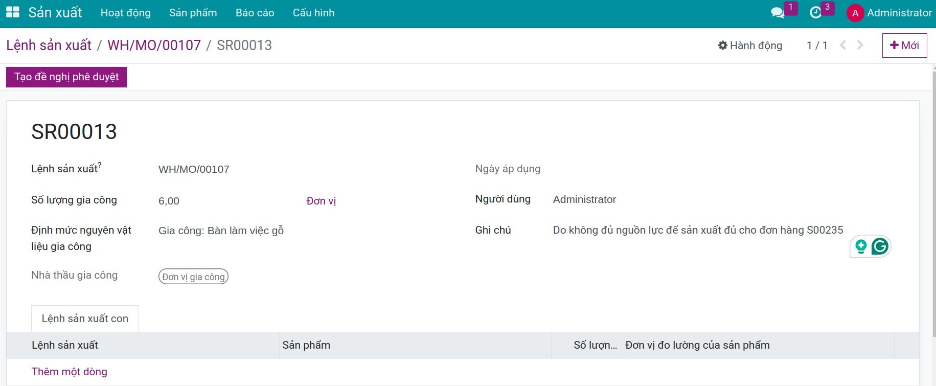 Yêu cầu gia công