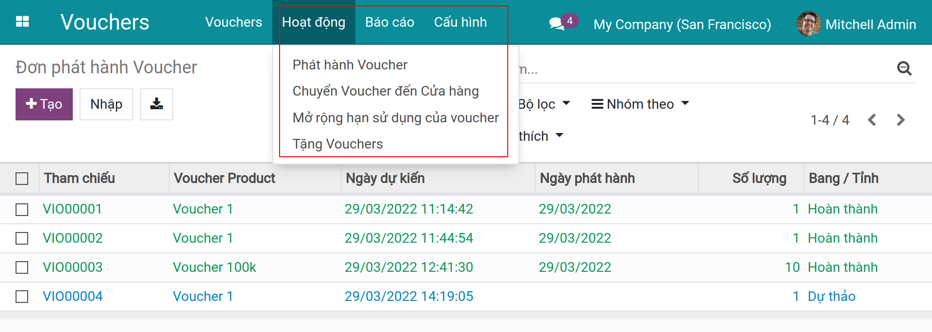 Hoạt động vận hành