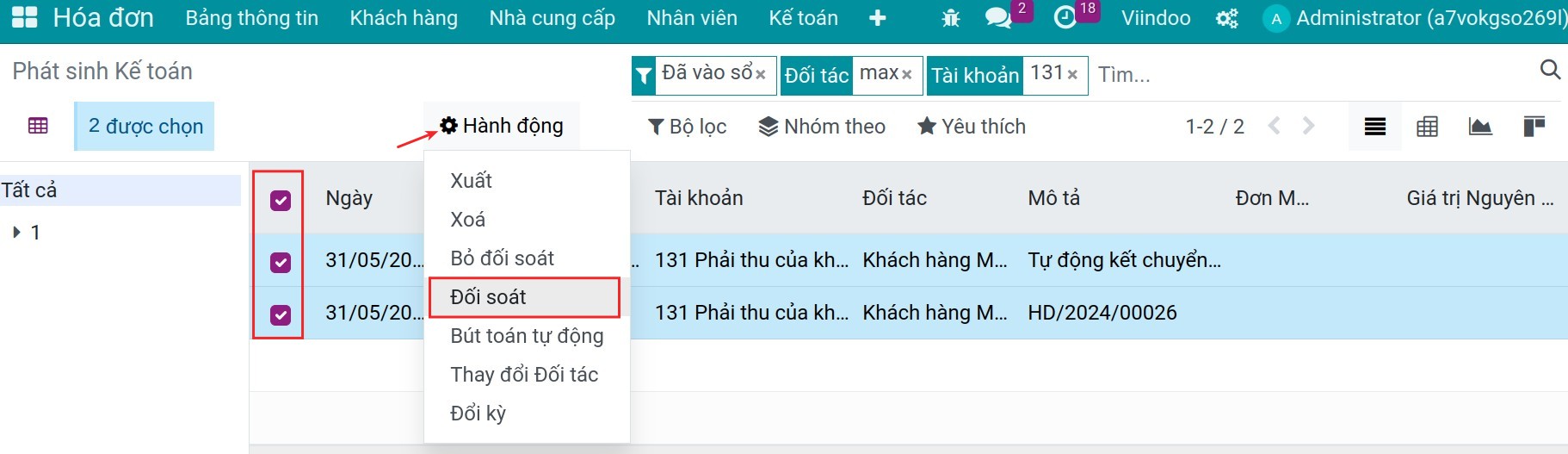 Đối soát công nợ