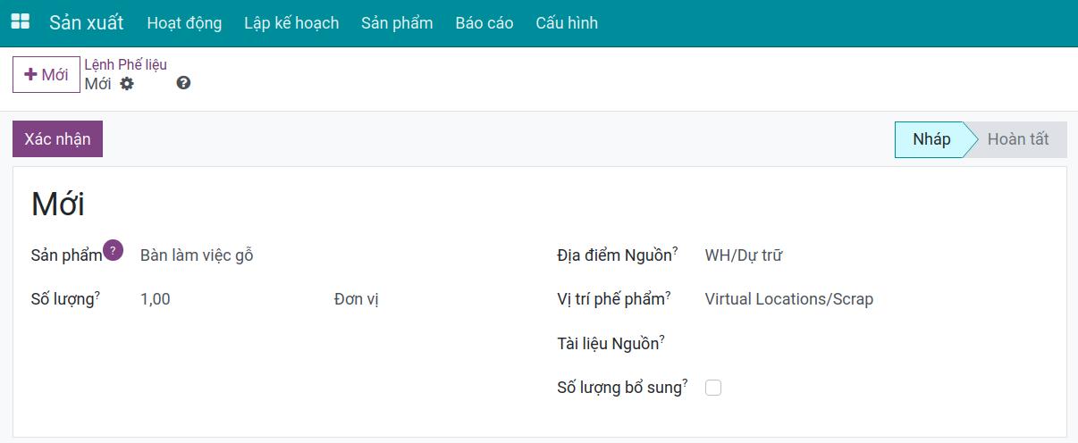 Thông tin Lệnh phế liệu