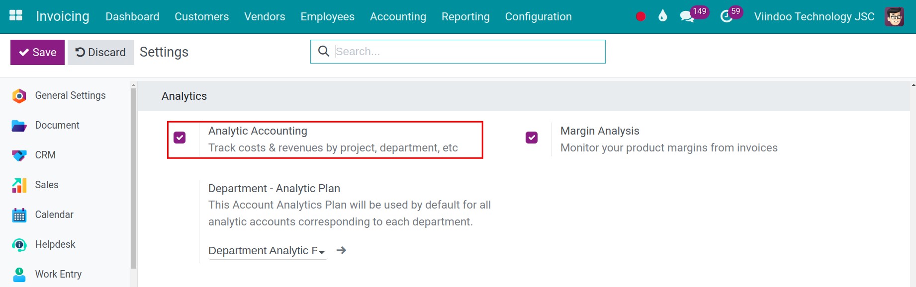 Activate the Profitability feature