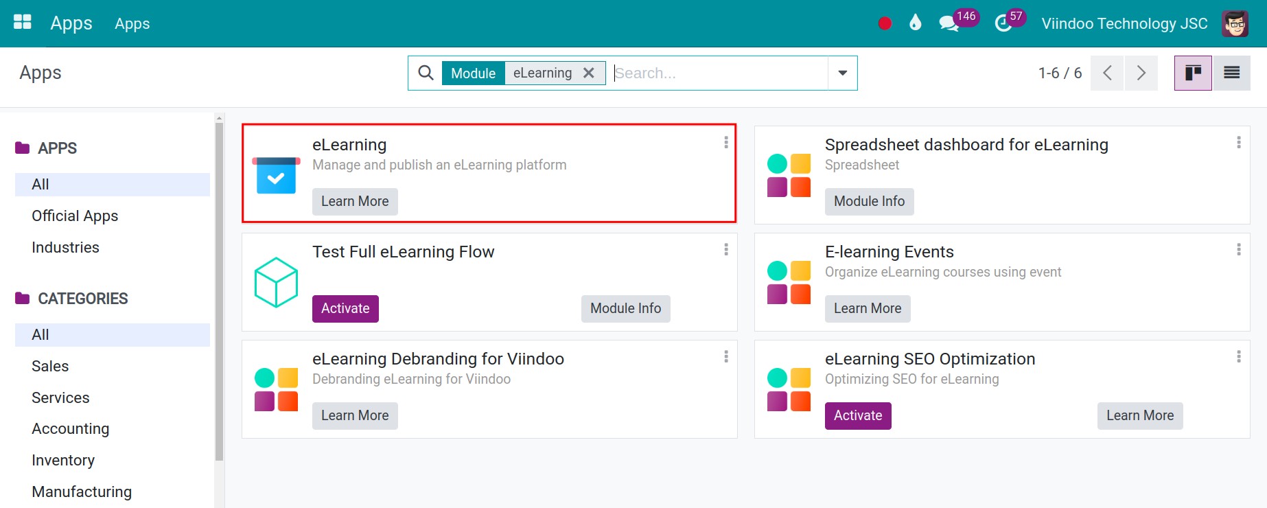 eLearning application installation Viindoo