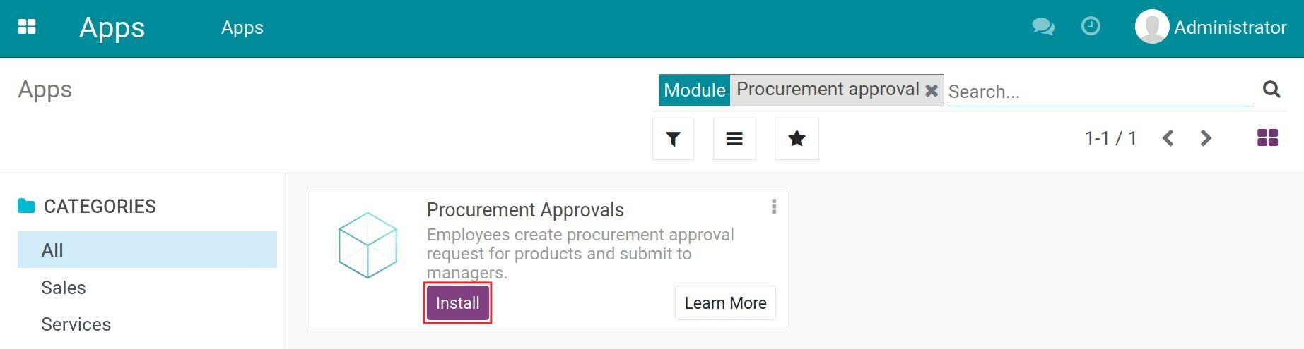 Procurement Approval app installation