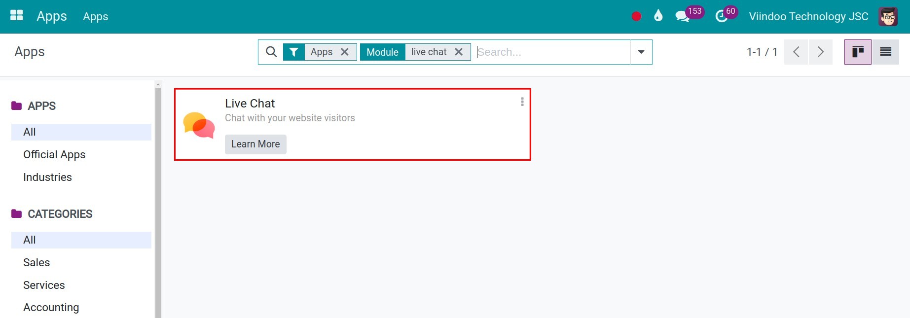 Live chat app installation