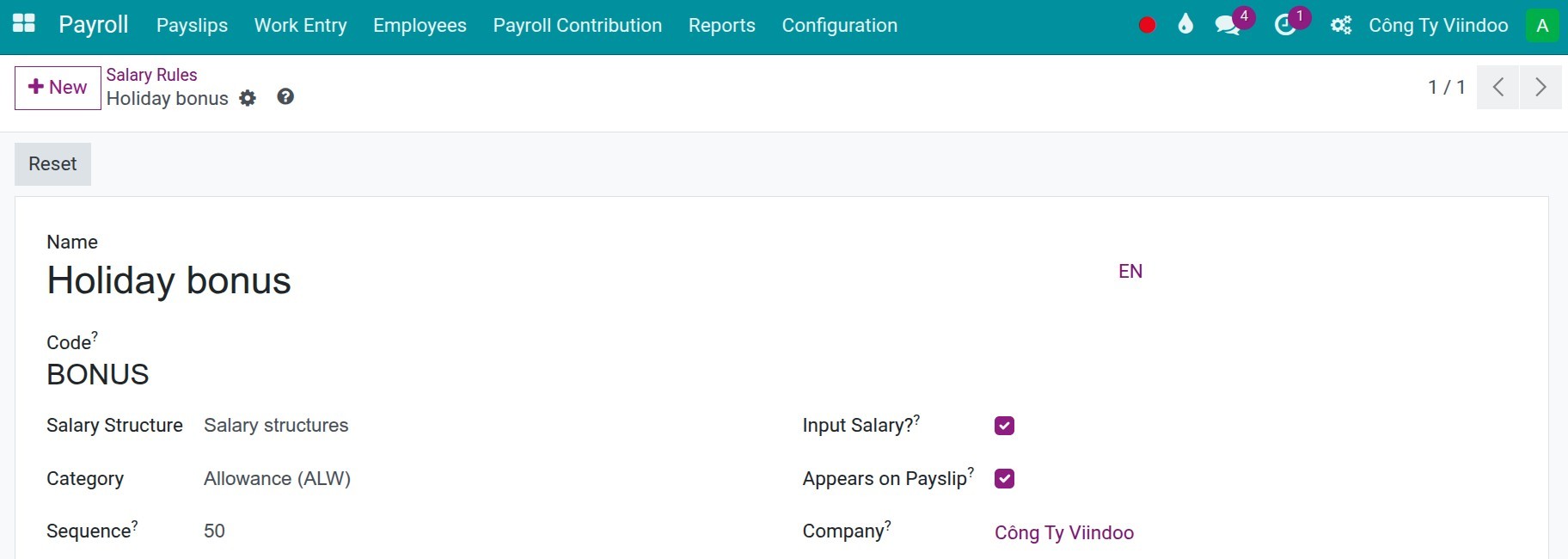 Create a new salary rule