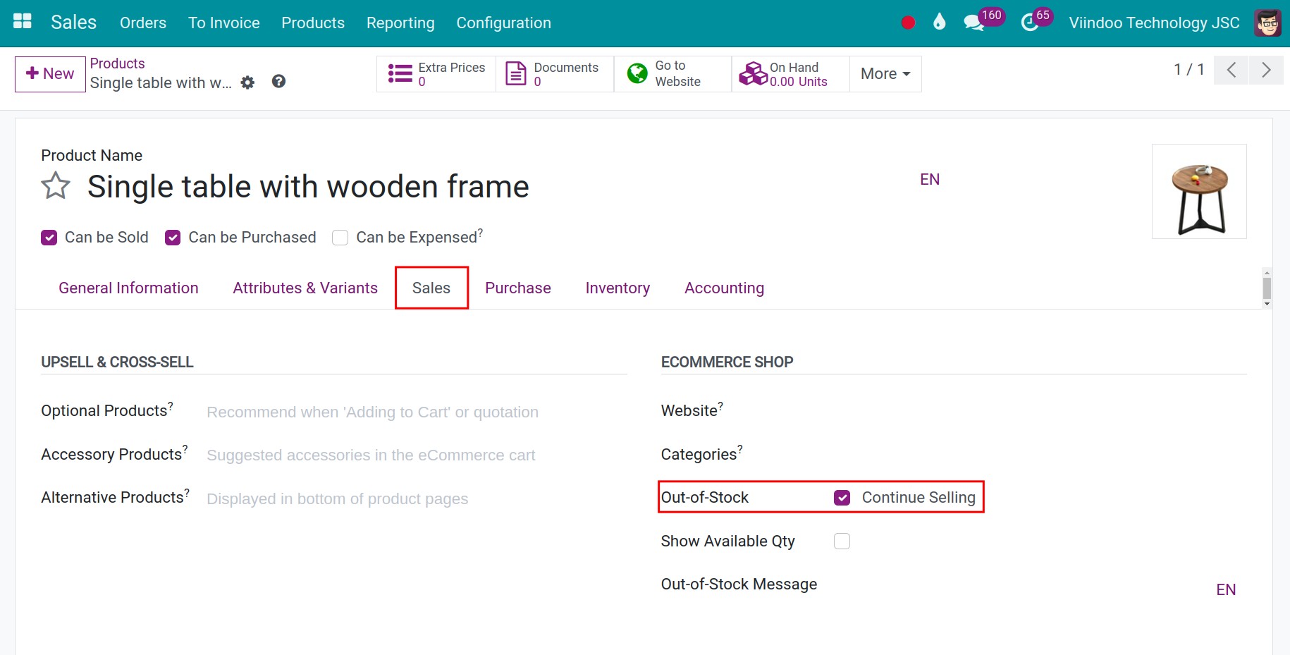 activate out of stock feature