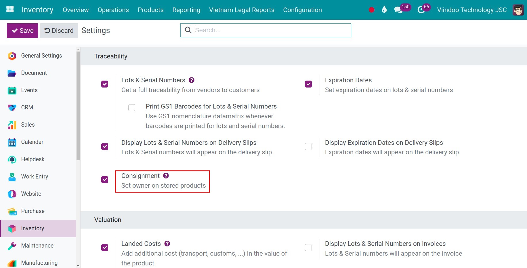 Activating Consignment feature in Viindoo