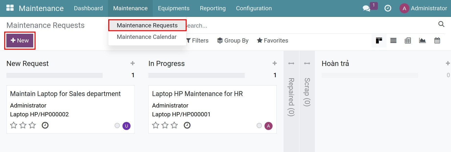 Create a maintenance request in Viindoo app