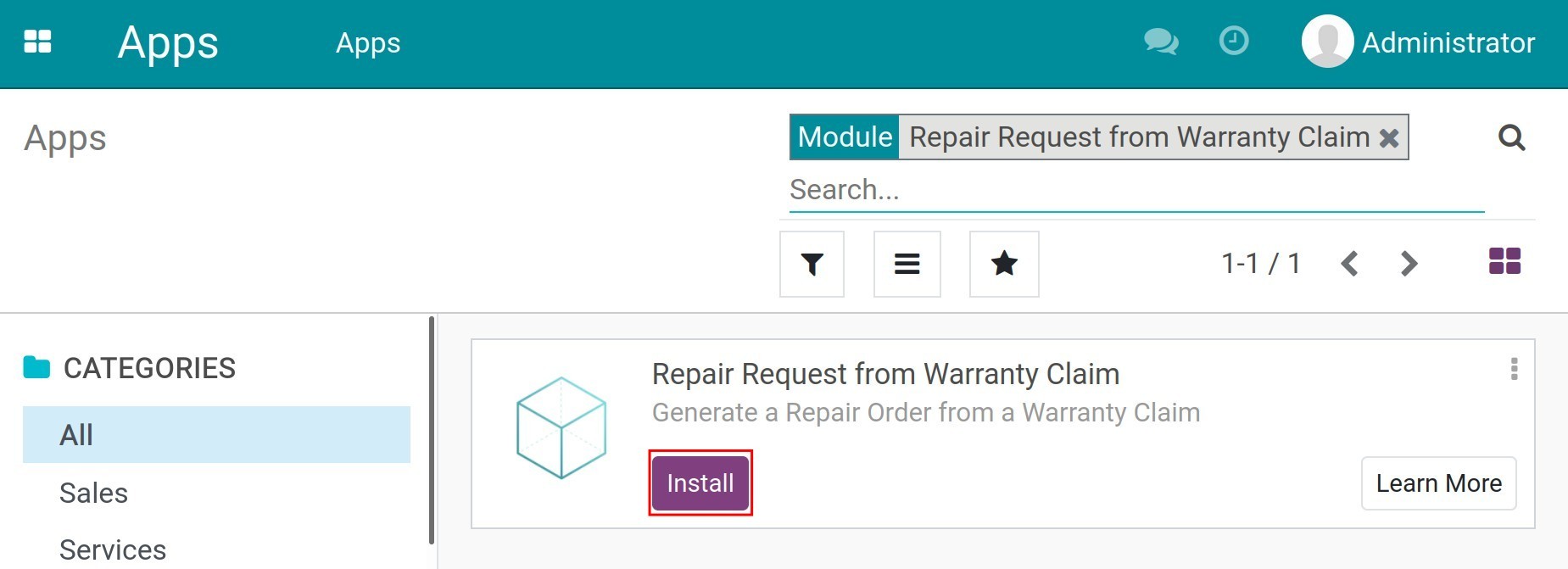 Install the integration app in Viindoo