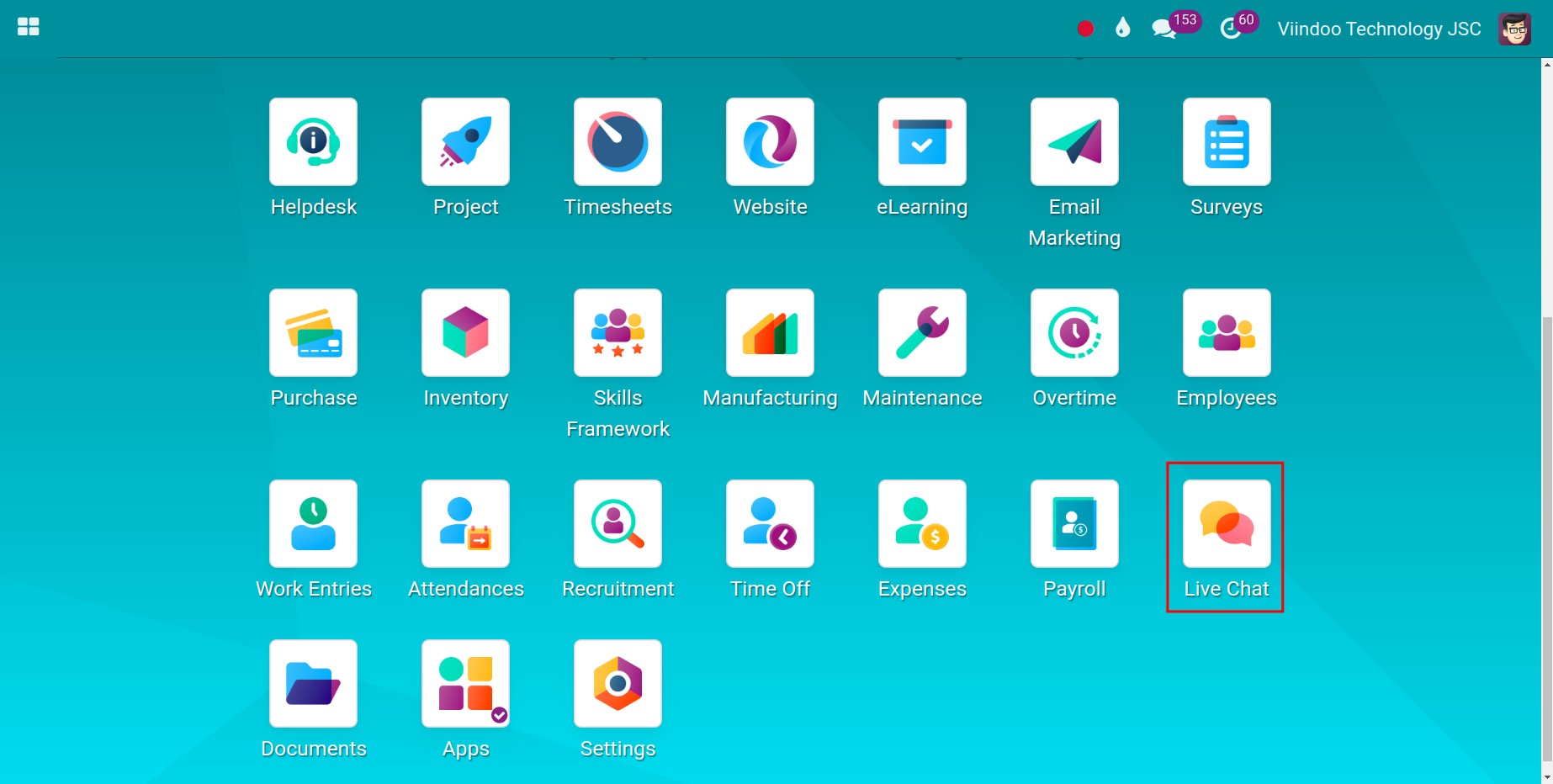 Display Live Chat app after installation