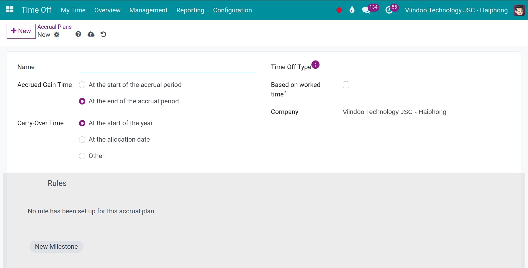 create a new accrural plan