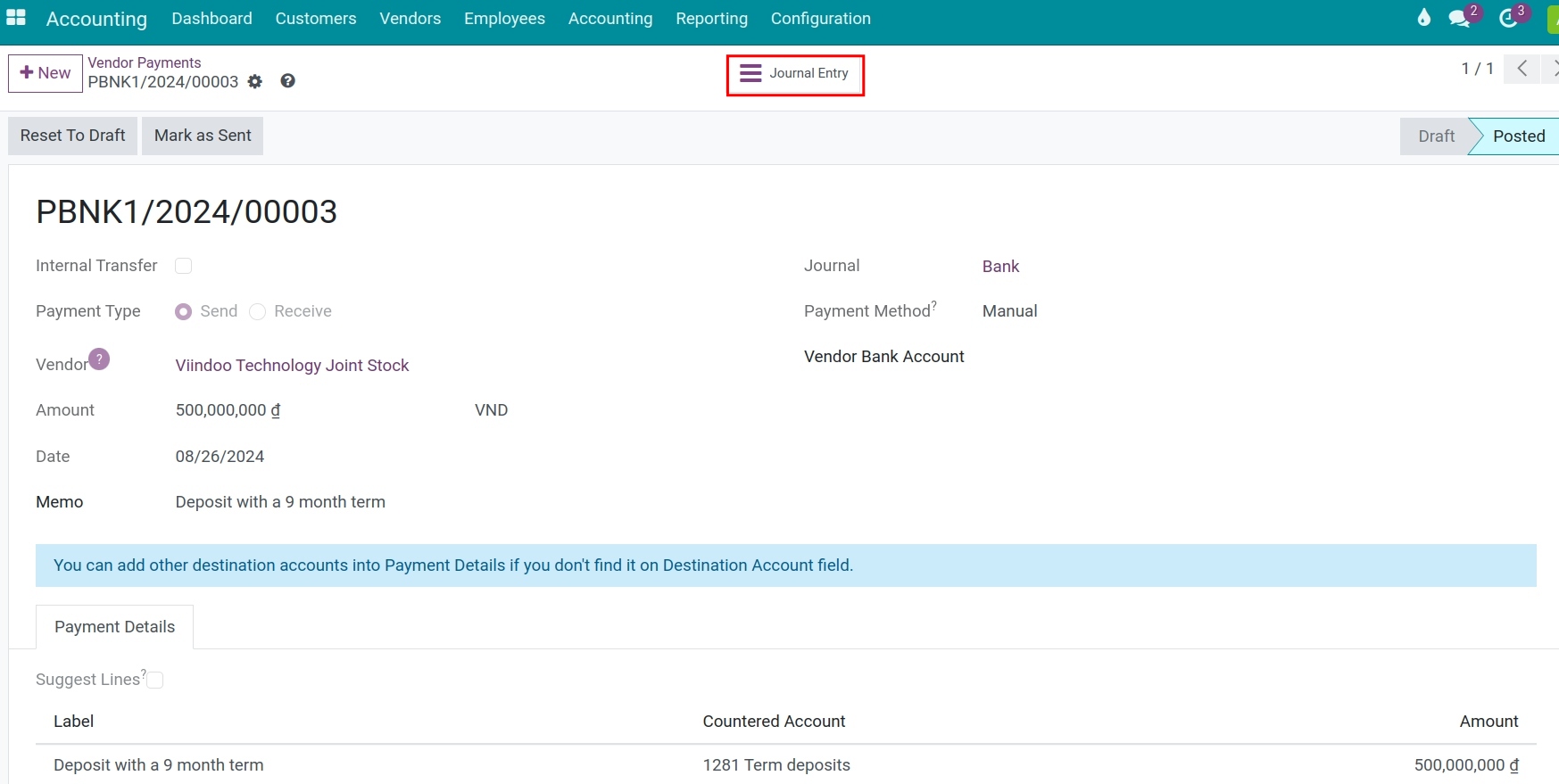 View journal entries in Viindoo