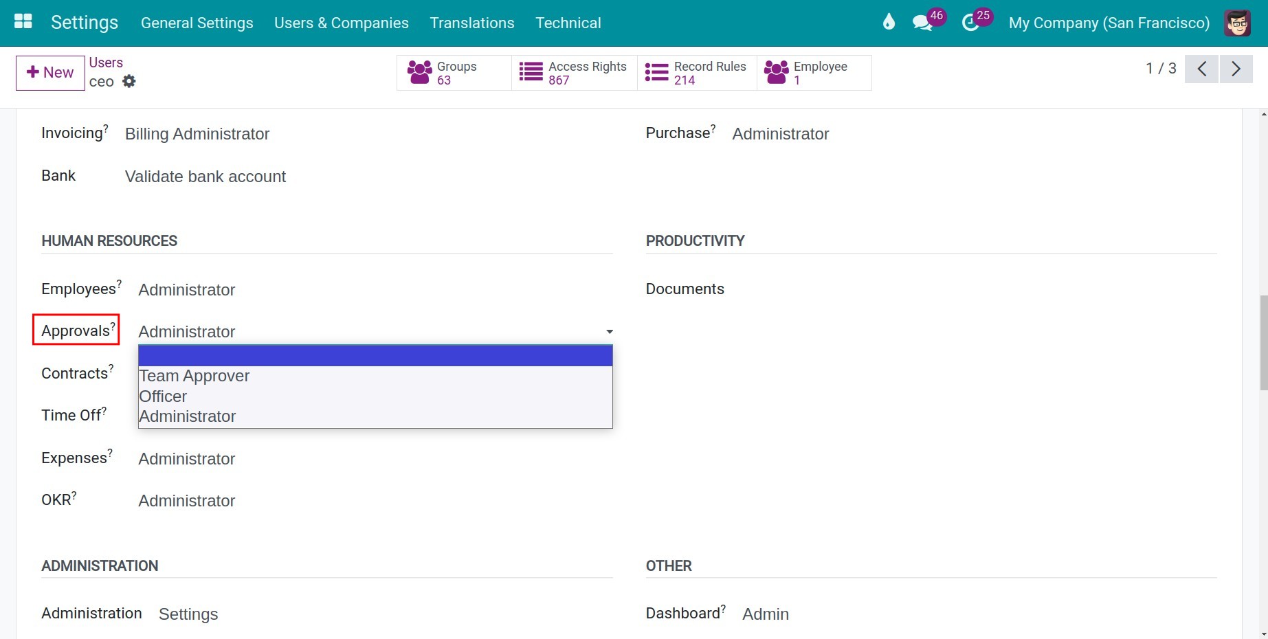 Viindoo Approval access rights