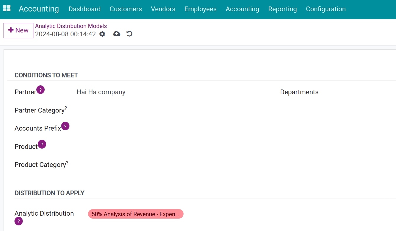 Details of analytic default rule - Viindoo Accounting