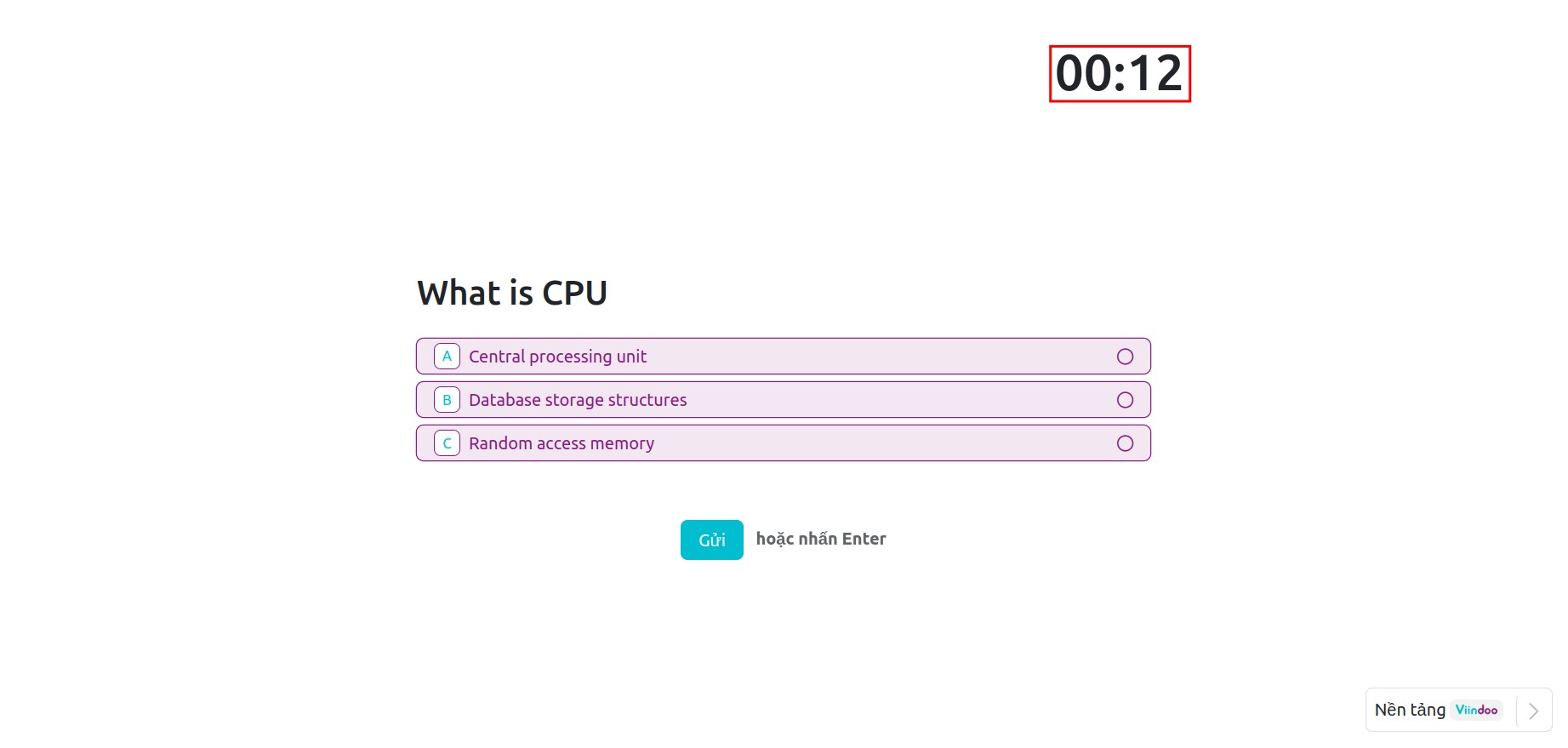 Countdown timer for questions