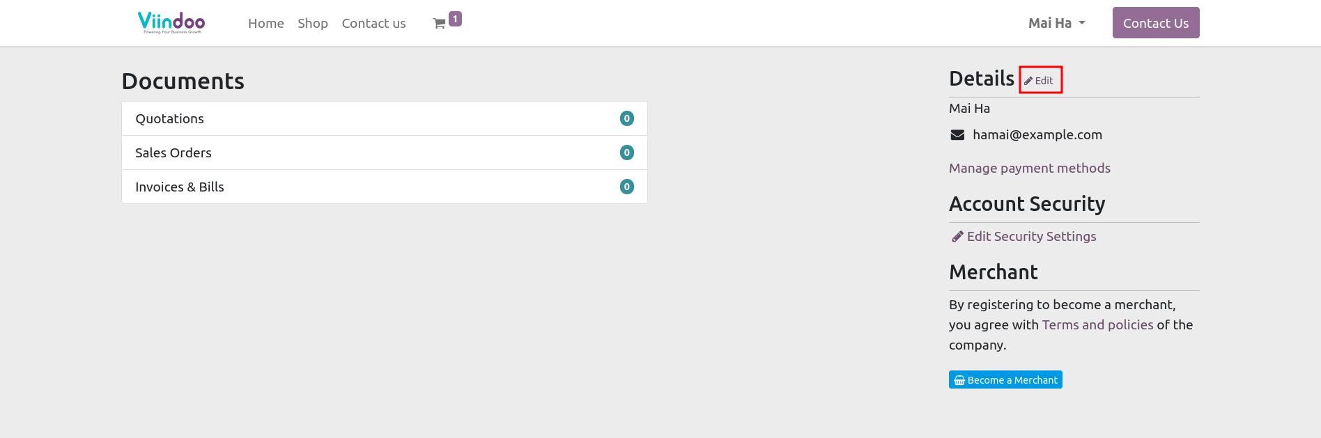 Edit personal information in Viindoo