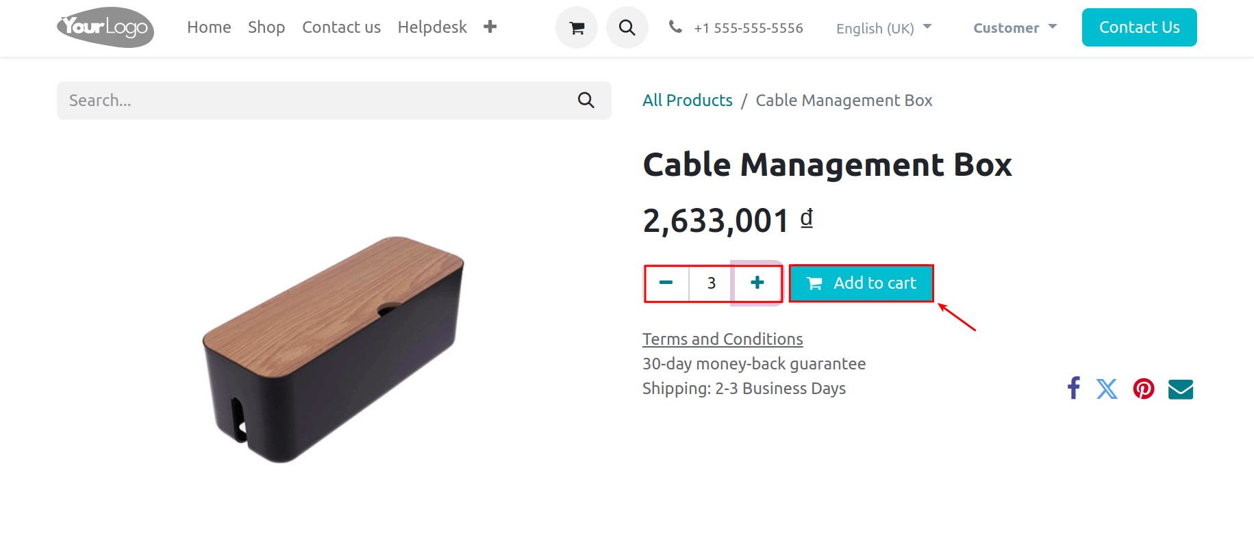 select the quantity of products