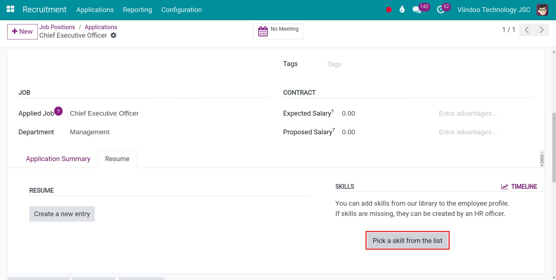 Create candidate skills profiles in Viindoo