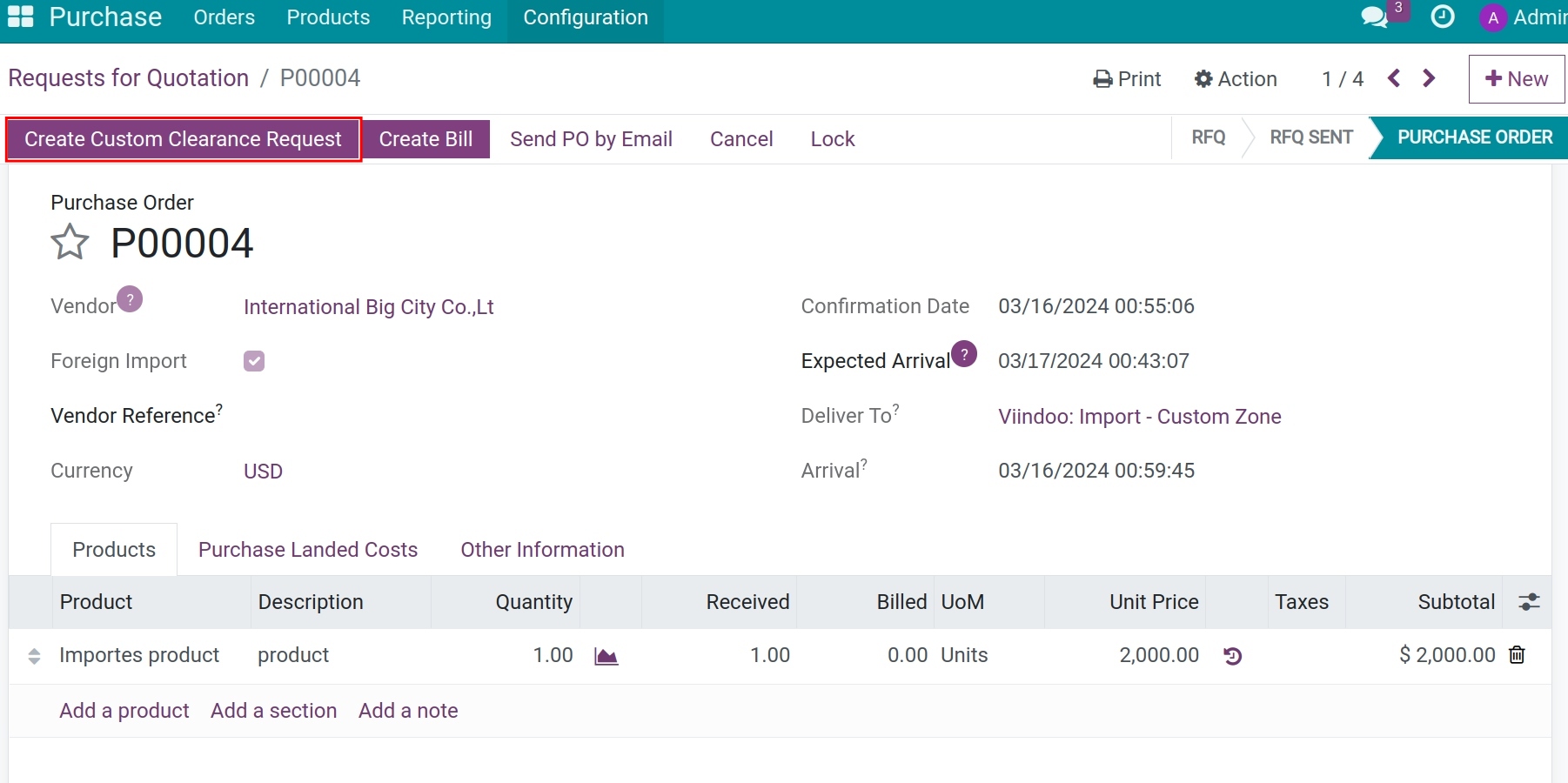 Create a new custom clearance request