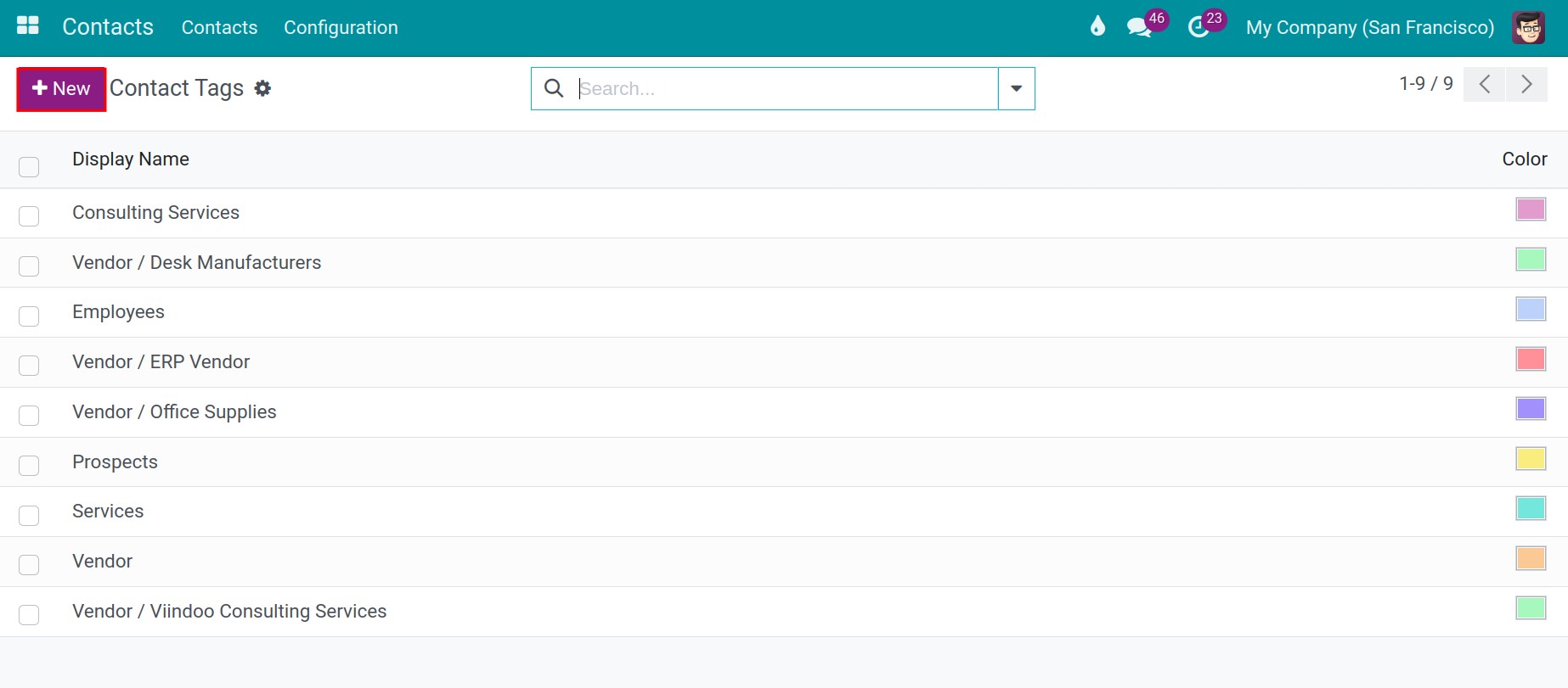 List of Contact Tags Contacts Viindoo