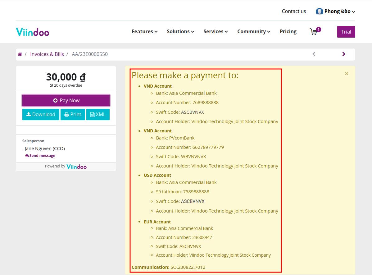 choose off line payment method for the outstanding balance