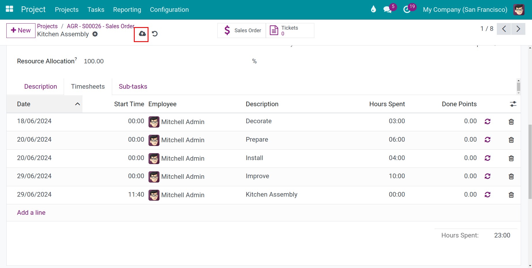 enter timesheet detailed