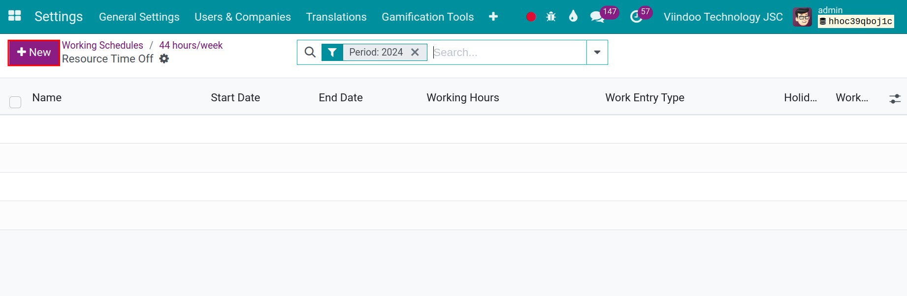 Creating Public time off on working times