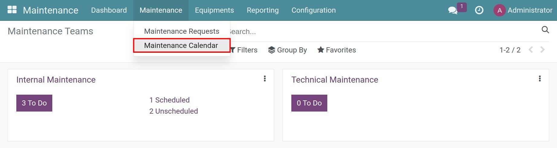 Access maintenance calendar