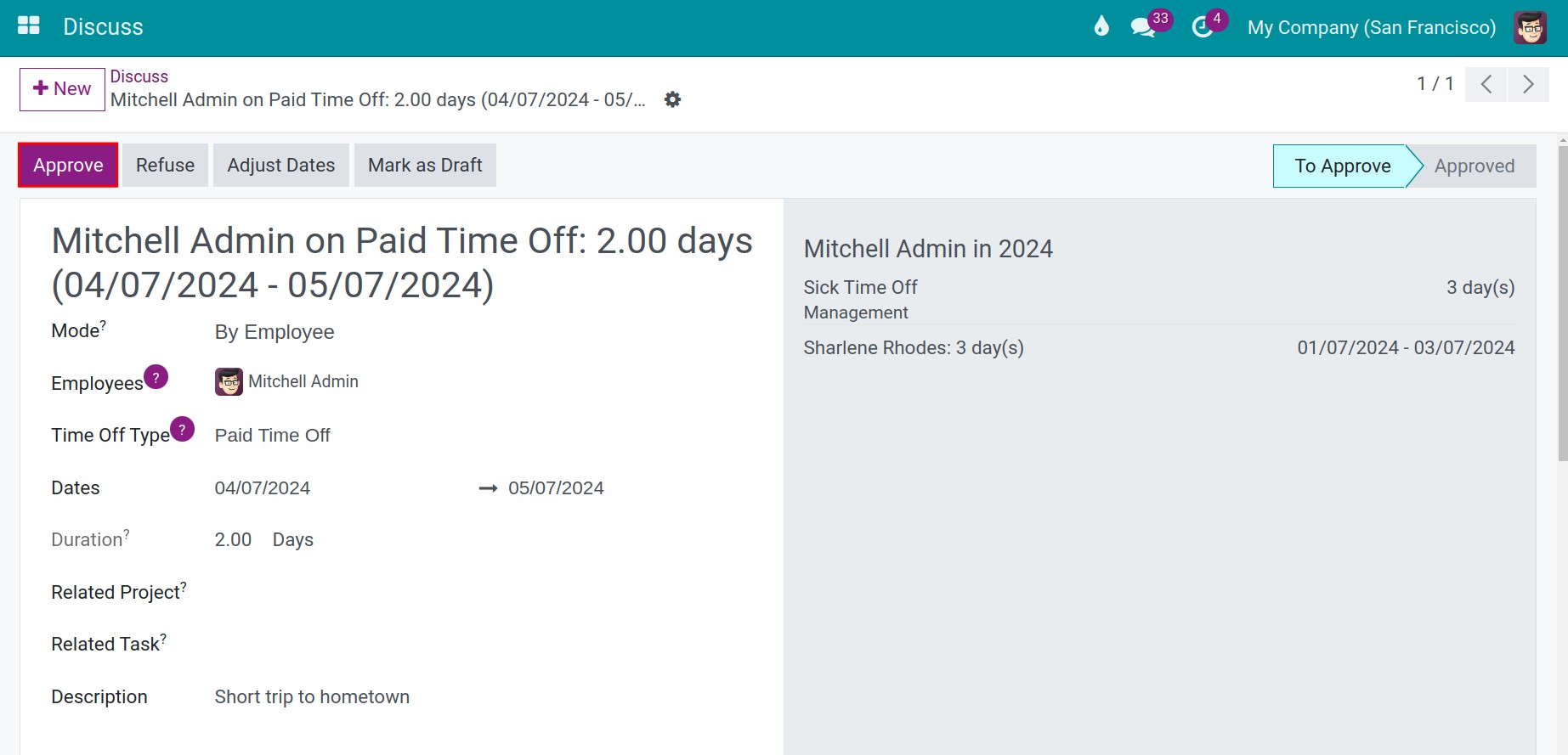 Approval for the first time in Viindoo software
