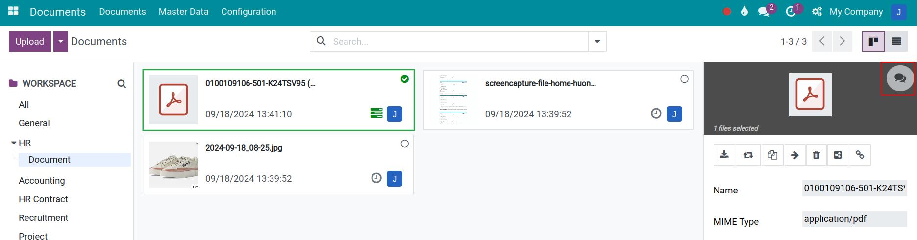 Select discuss icon