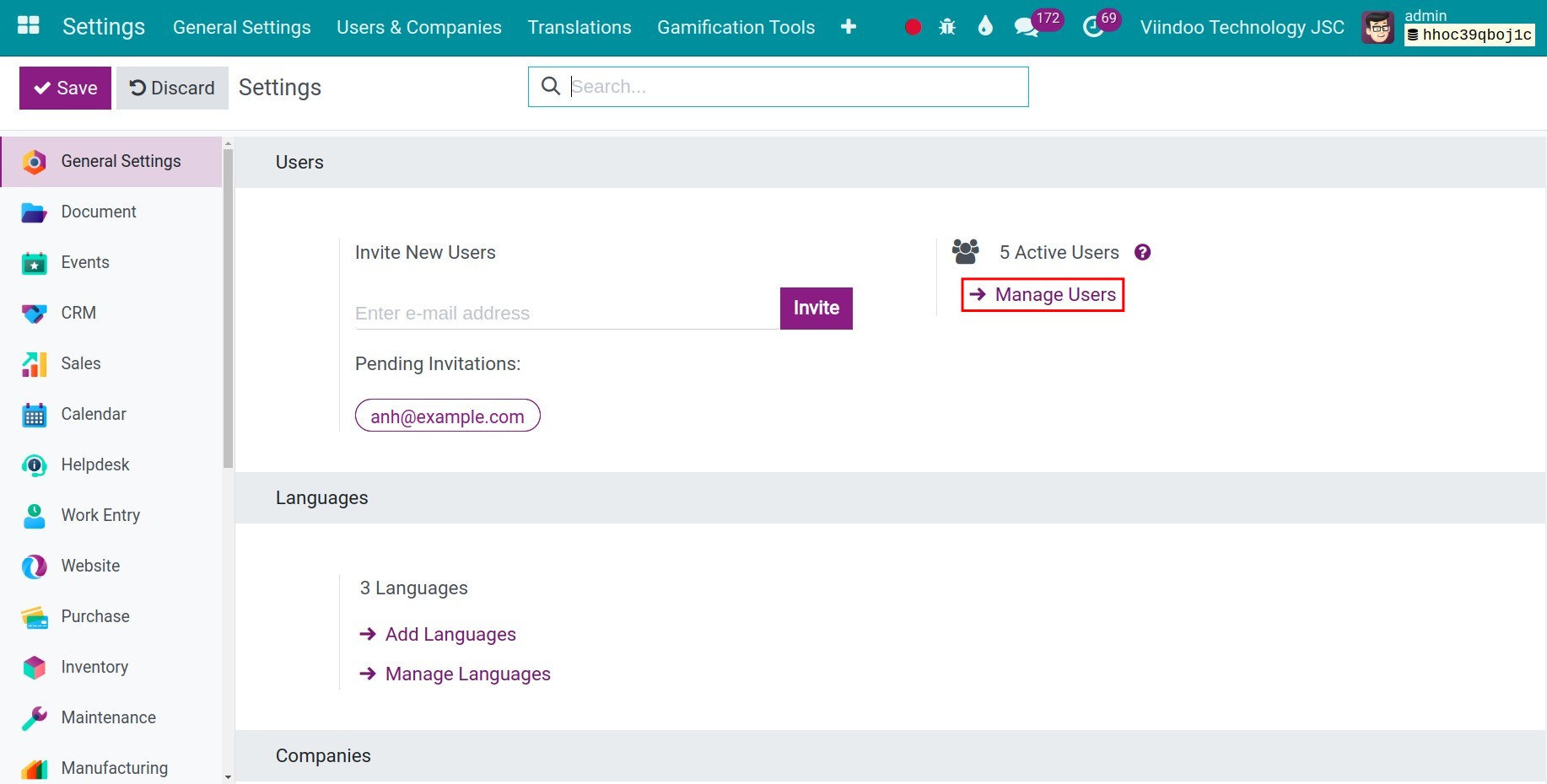 Navigate to users management view