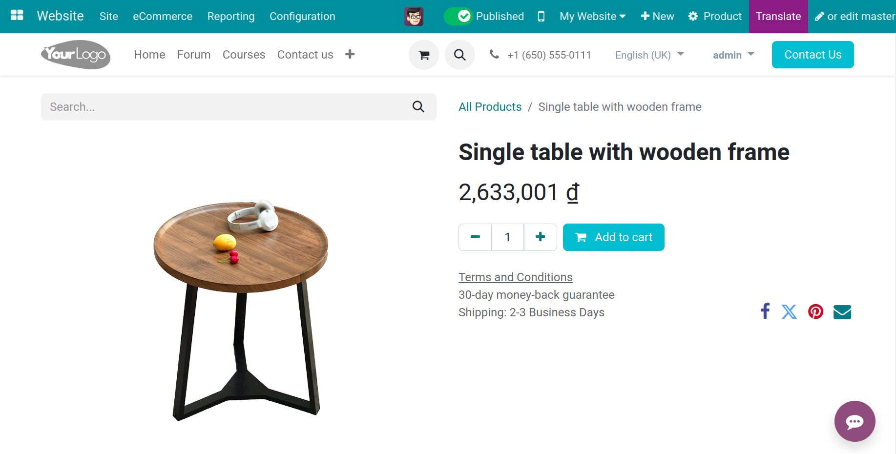 Not display the number of product on the website