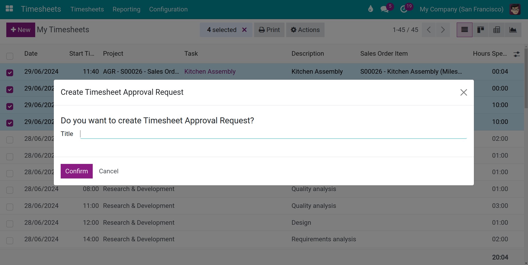 enter title timesheet