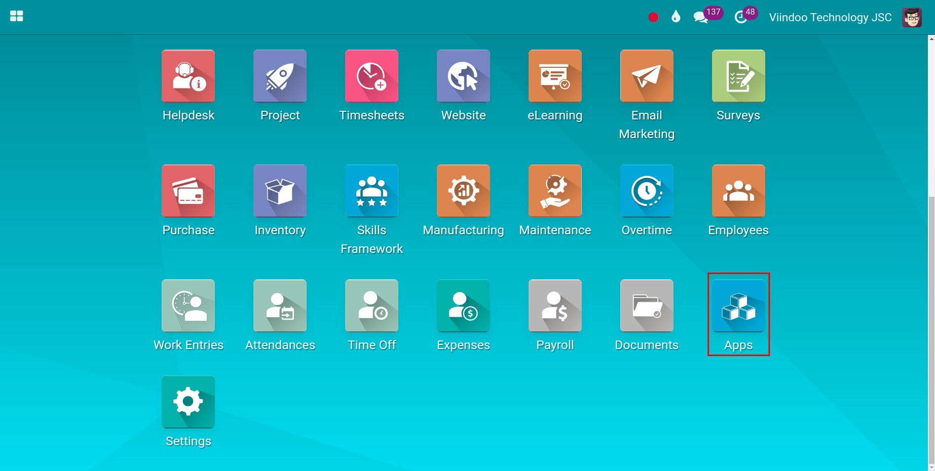 Viindoo Apps Menu