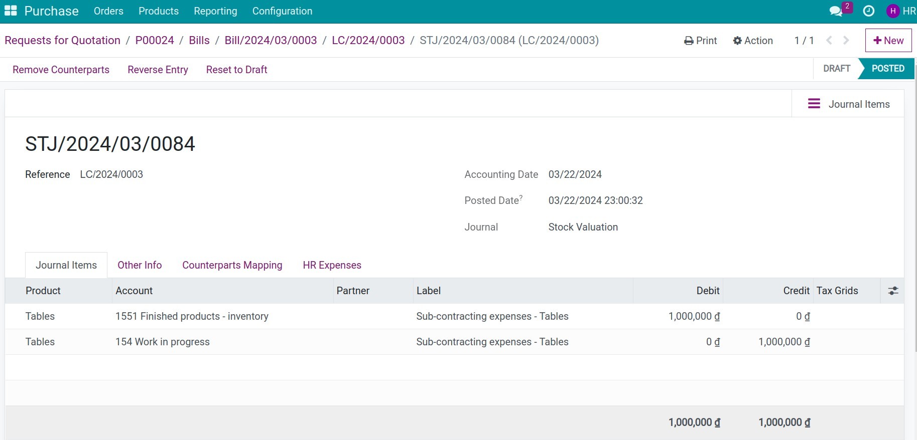 The detailed journal entry of allocating landed costs
