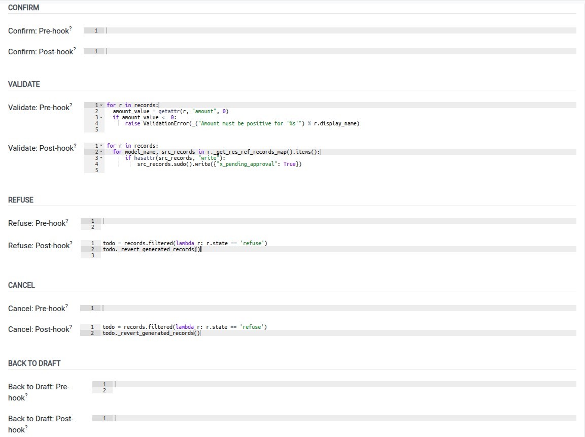 Inline hook configuration