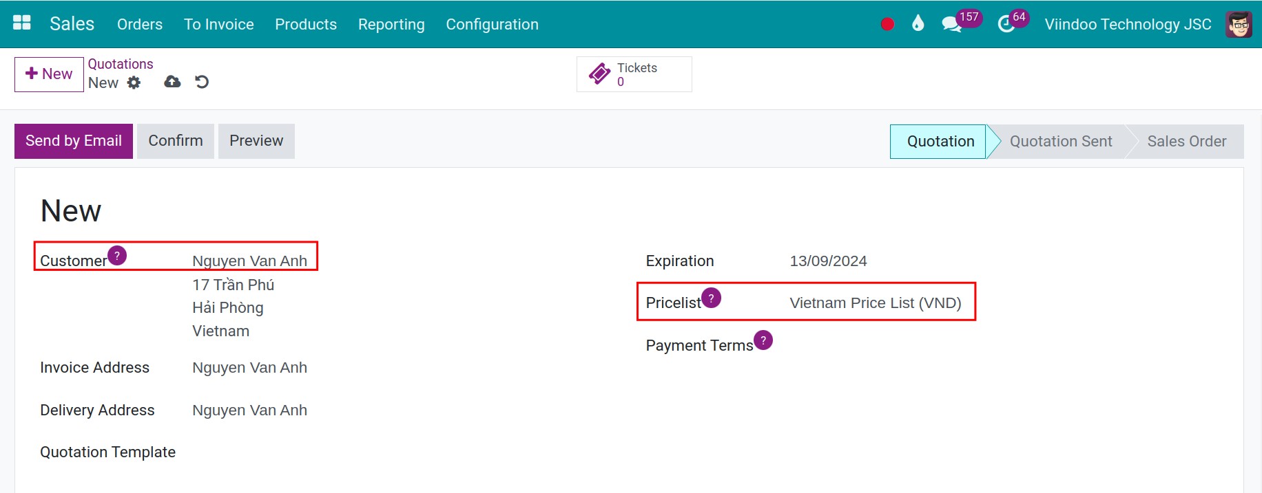 Pricelist auto applied for a customer