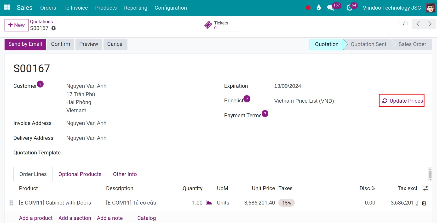 Update pricelist