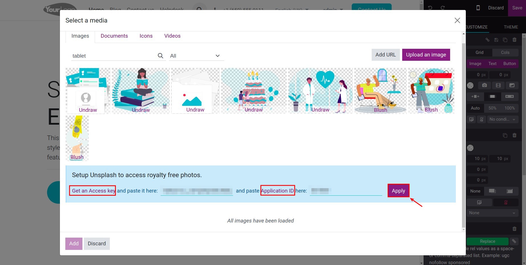 Apply Access key and Application ID