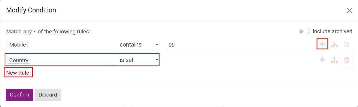 Adding the plus icon
