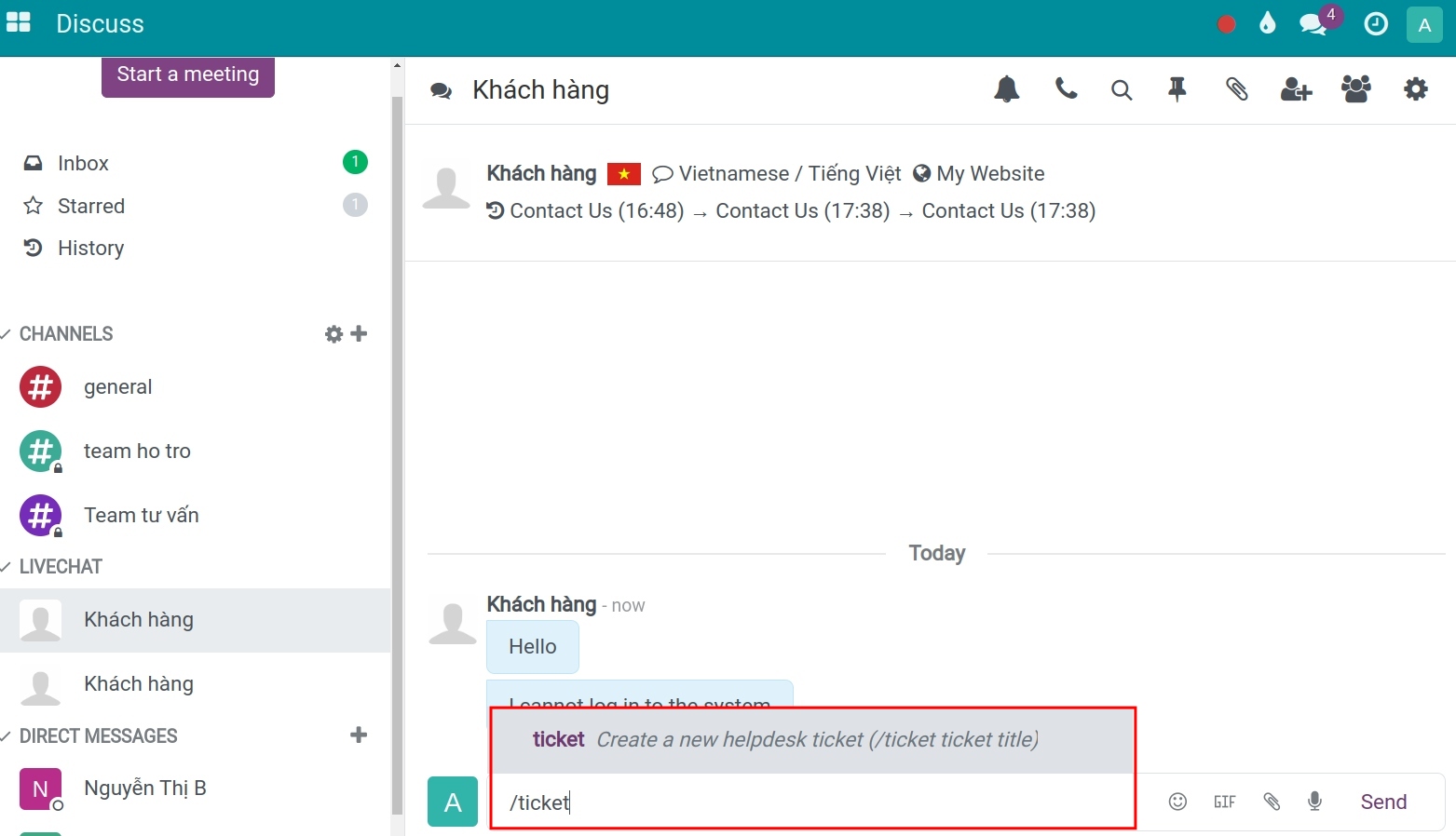Create a ticket directly on livechat