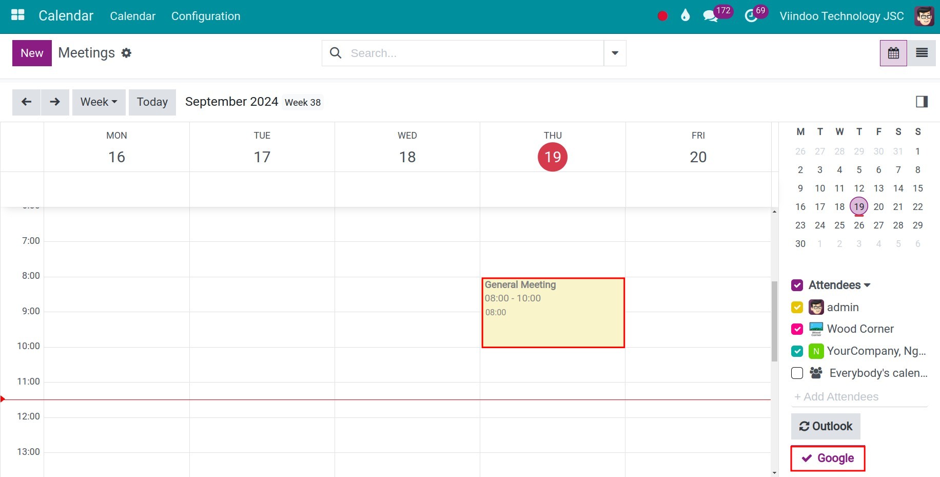 Synched with Google Calendar